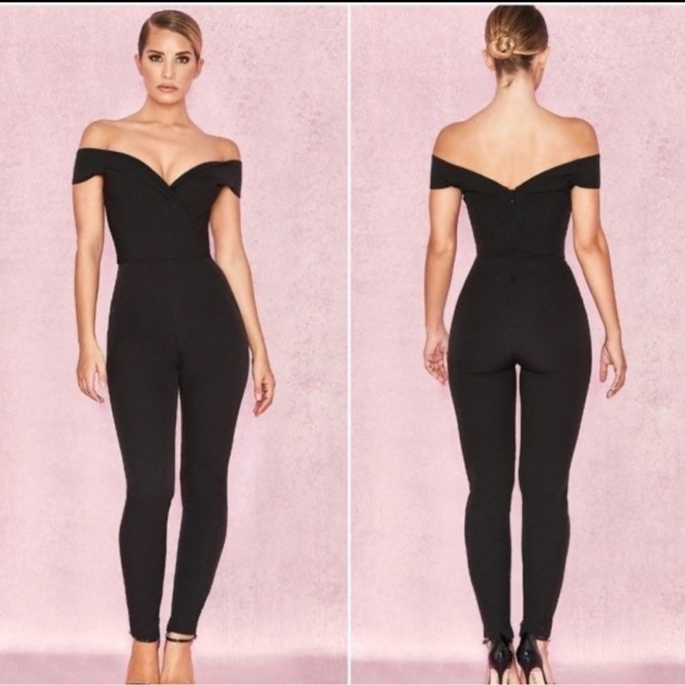HOUSE OF CB‎ Black Bella Jumpsuit Off The Shoulder Size Small
